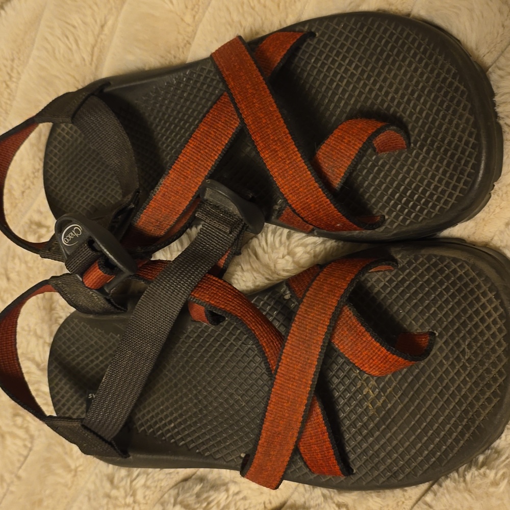 Chaco Z Sandals Rust Red Upper Brown Lower Footbed Womens Size 10